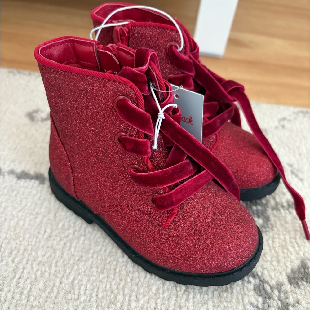 Cat & Jack Glittery Red Kids Boots